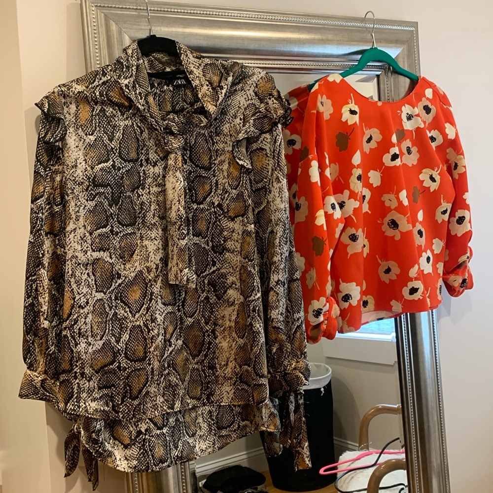 Zara bundle 2 shirts snake and floral